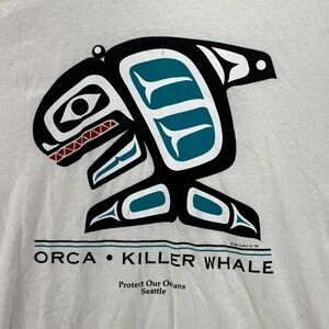 Vintage 1994 Orca Killer Whale T Shirt Adult Large Single Stitch Tultex Tag READ